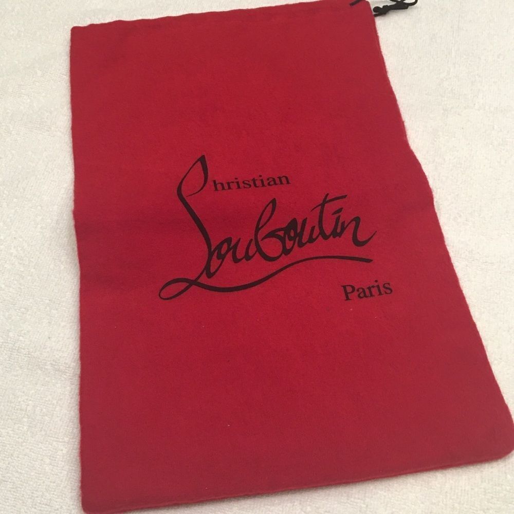 Christian Louboutin dust bag red black logo pull string closure